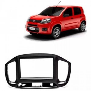 Moldura Painel Som 2 Din Novo Fiat Uno Fiorino Preto Soft